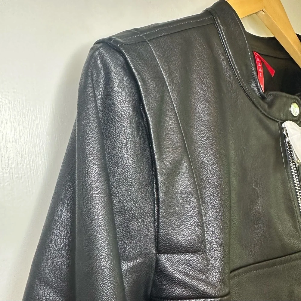 Spanx Leather-Like Black Moto Jacket. Size: XL. NWT.